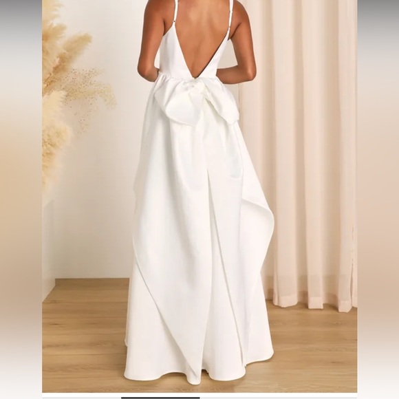 Blissfully Beloved Ivory Backless A-Line Bow Maxi Dress - Picture 4 of 10